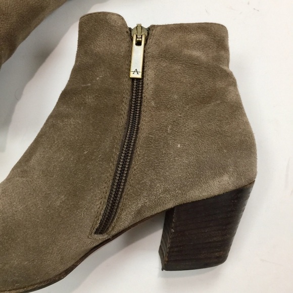 AQUATALIA Suede Tan Taupe Chelsea Side Zip Block Stacked Heel Boots Size 8 - Picture 5 of 14